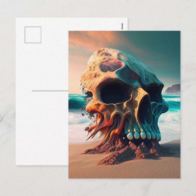 Skull on the beach holiday postcard (Front/Back)