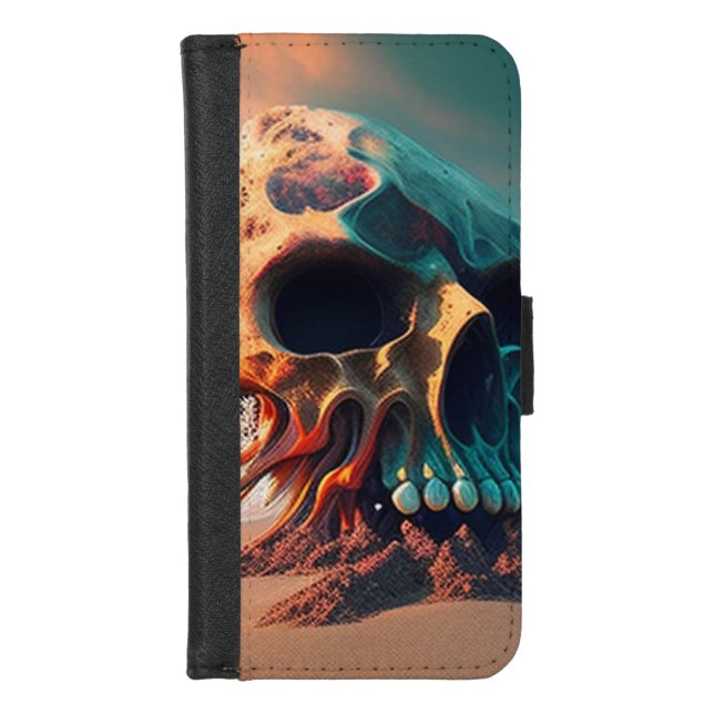 Skull on the beach iPhone wallet case (Front)