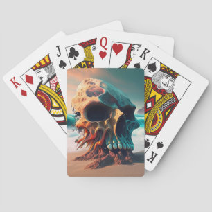 Skull on the beach poker cards