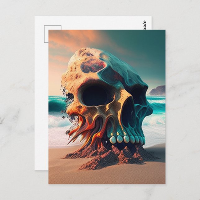 Skull on the beach postcard (Front/Back)