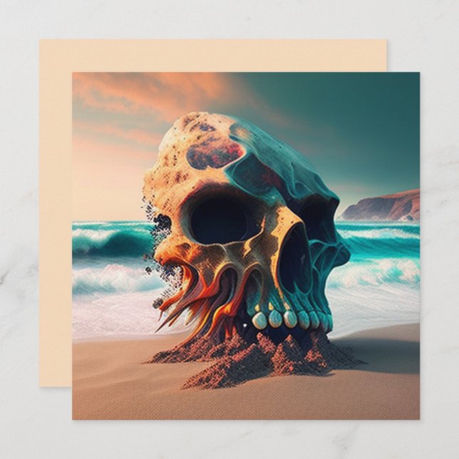 Skull on the beach save the date (Front/Back)