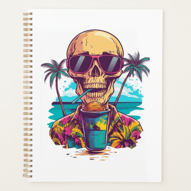 Skull on Vacation � Chill Funny Beach Skeleton Planner (Front)