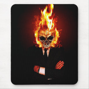 Skull one fire mouse pad