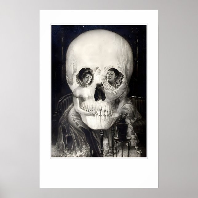 Skull Optical Illusion Art Print Gothic Halloween (Front)