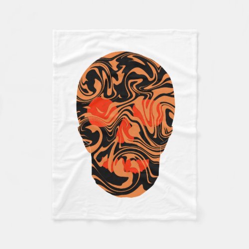 Skull Orange Fleece Blanket