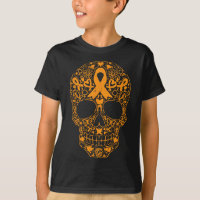 Skull Orange Ribbon Leukemia Cancer Awareness Mexi