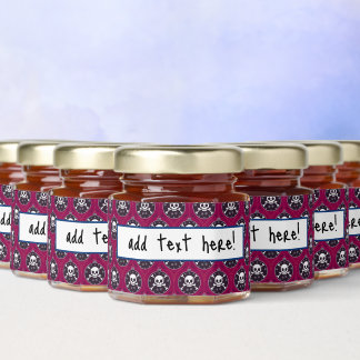 Skull Ornaments Pattern with Customizable Text Honey Jar Favors