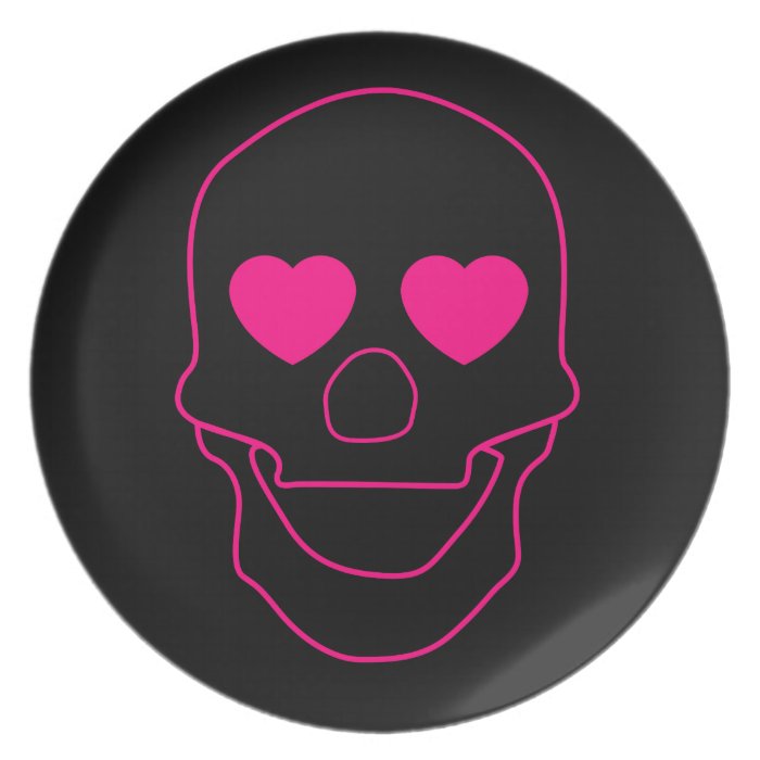 Skull Outline with Heart Eyes Plate