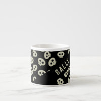 Skull Pattern Black and Cream Personalized Espresso Cup, Zazzle in 2023