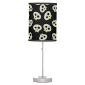 Skull Pattern Black and Cream Spooky Table Lamp (Front)