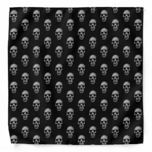 Skull Pattern - Black and White Bandana