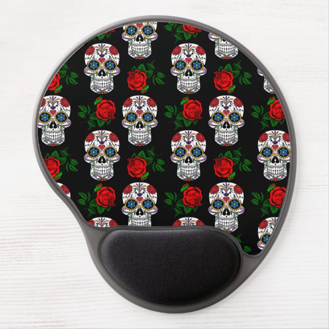 skull pattern black gel mouse pad (Front)