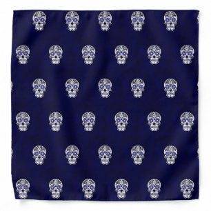skull pattern blue bandana