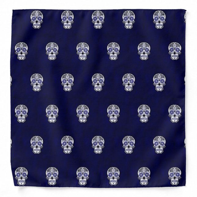 skull pattern blue bandana (Front)