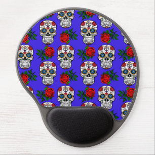 skull pattern blue gel mouse pad