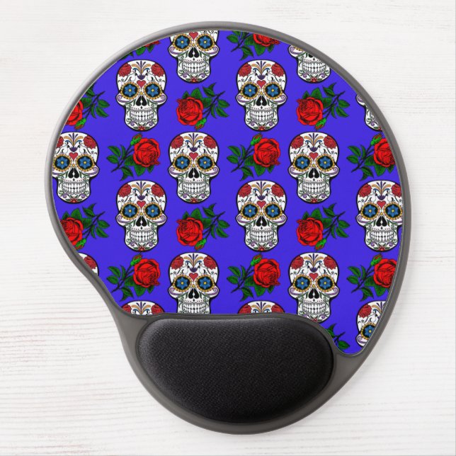 skull pattern blue gel mouse pad (Front)