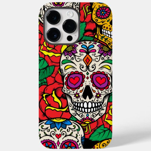 Skull Pattern Colored Blue Skull Yellow Skull Case_Mate iPhone 14 Pro Max Case