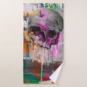 skull pattern. colorful effects ship skull abstrac bath towel