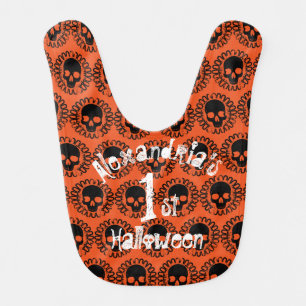 Skull Pattern Custom Baby's First Halloween Bib