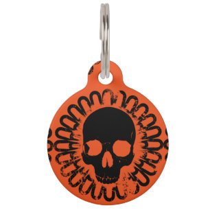 Skull Pattern Custom Fun Halloween Goth Any Color Pet ID Tag