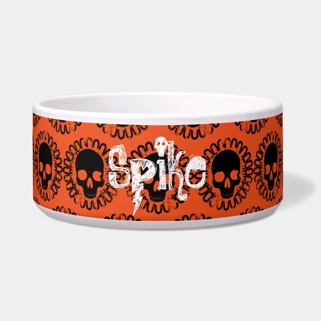 Skull Pattern Elegant Fun Halloween Goth Any Color Bowl (Front)