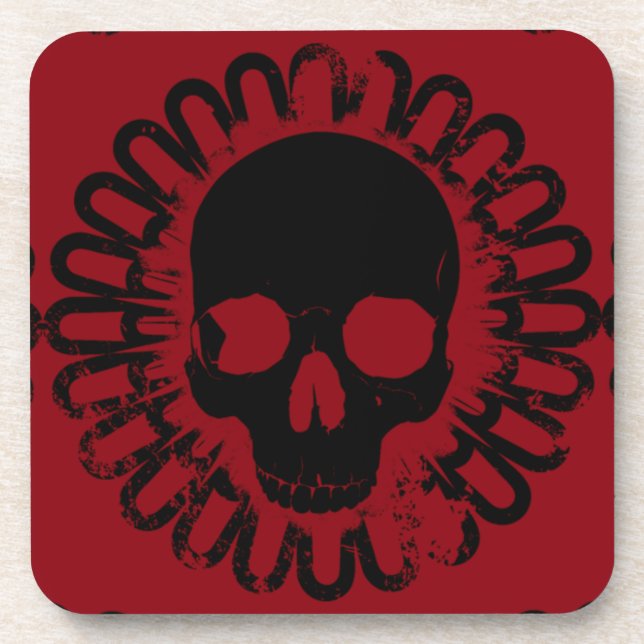 Skull Pattern Elegant Fun Halloween Goth Any Color Coaster (Front)