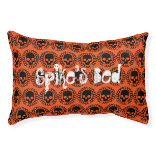 Skull Pattern Elegant Fun Halloween Goth Any Color Pet Bed