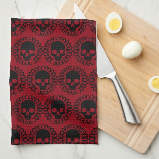 Skull Pattern Elegant Fun Halloween Goth Any Color Towel (Quarter Fold)