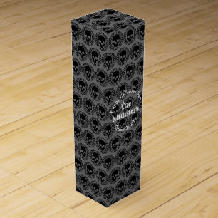 Skull Pattern Elegant Fun Halloween Goth Any Color Wine Gift Box