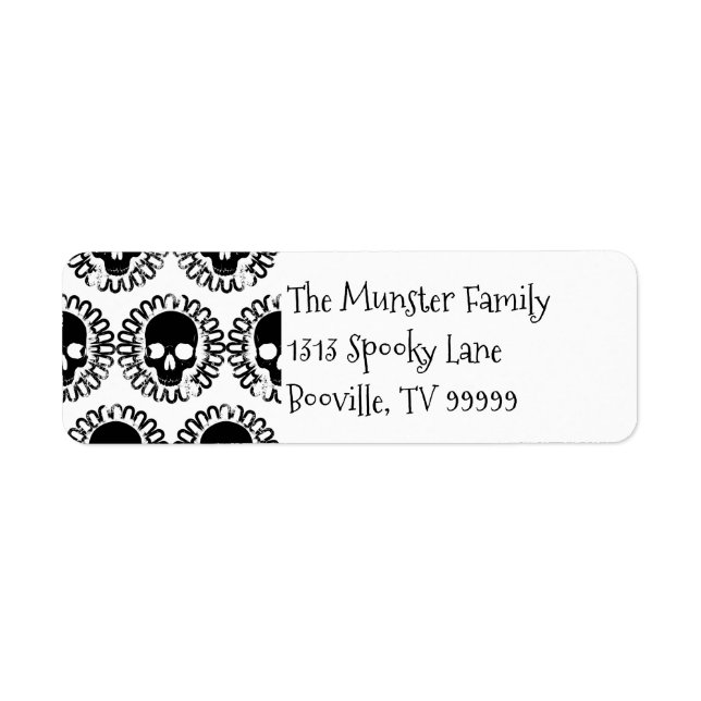 Skull Pattern Elegant Halloween Punk Goth Label (Front)
