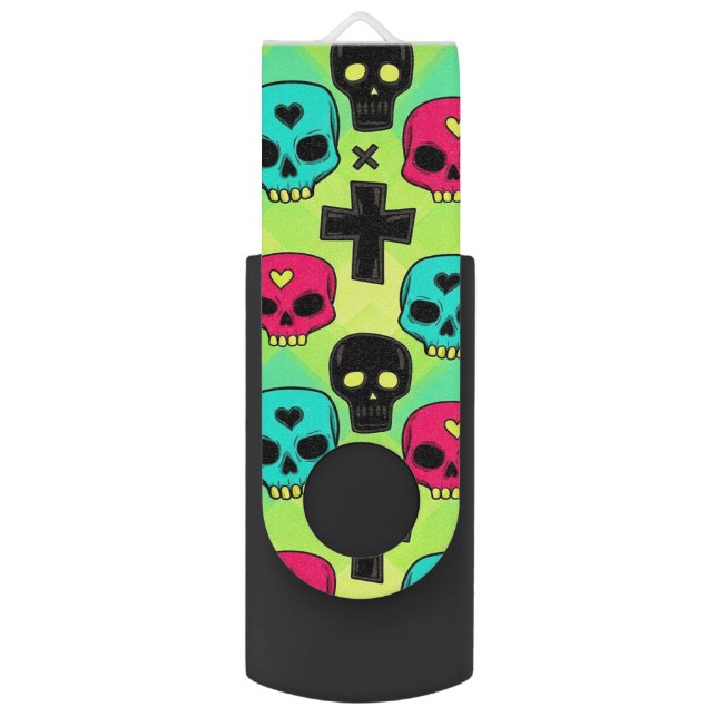 Skull Pattern Flash Drive (Front Vertical)