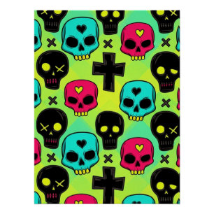 Skull Pattern Glossy Poster