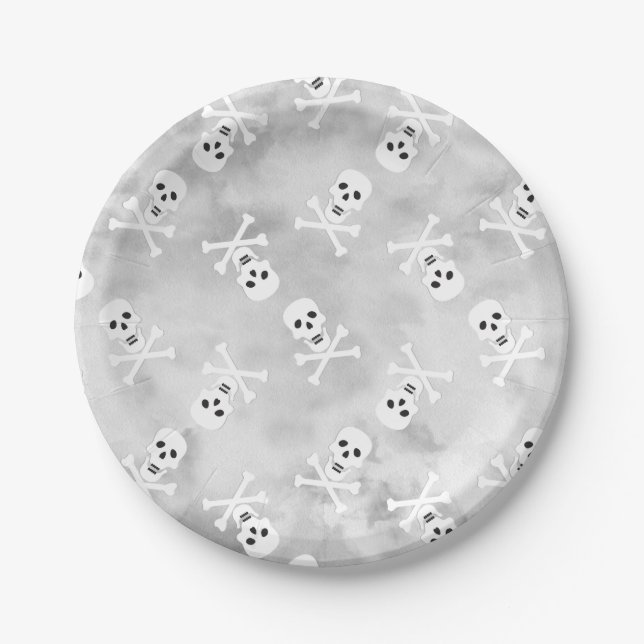 Skull Pattern Halloween Party Paper Plate (Front)
