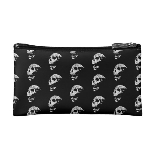 Skull Pattern in Black and White. Makeup Bag