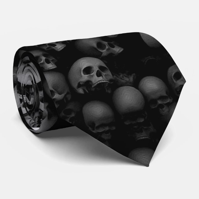 skull pattern neck tie (Rolled)