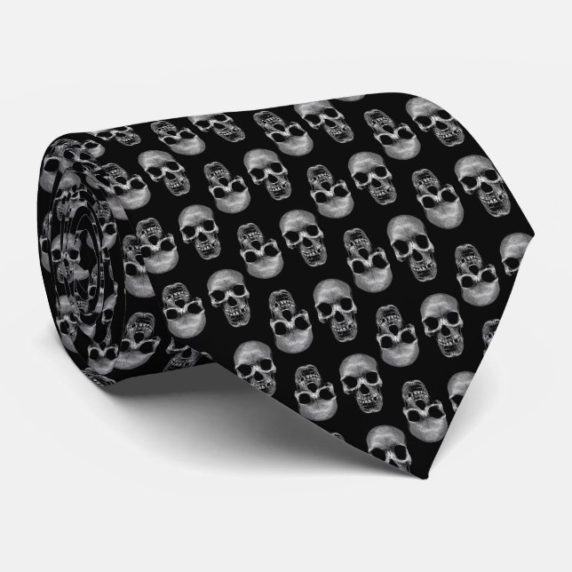 Skull Pattern Neck Tie (Rolled)