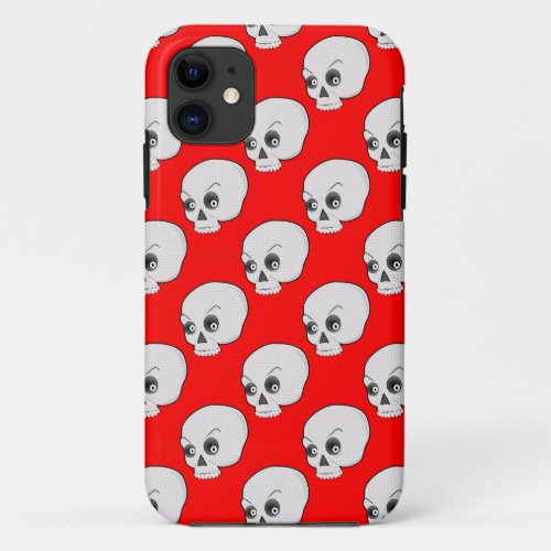 Skull Pattern On Red Background iPhone 11 Case