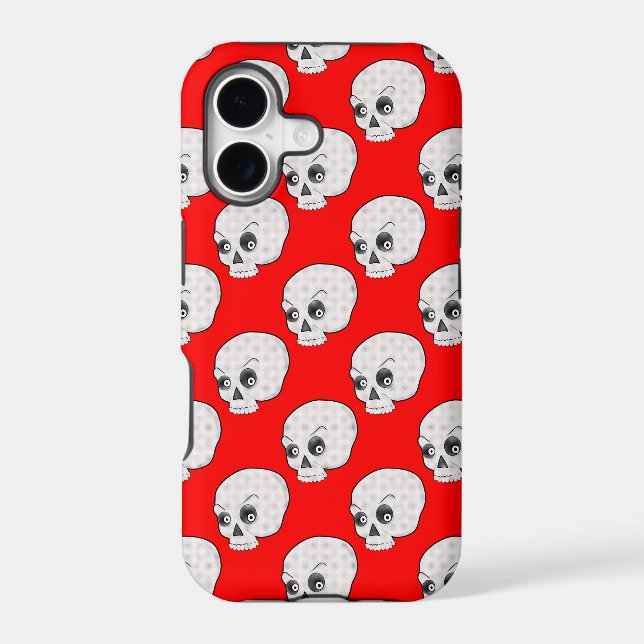 Skull Pattern On Red Background Iphone Case (Back)