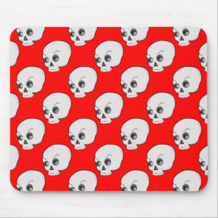 Skull Pattern On Red Background Mouse Pad