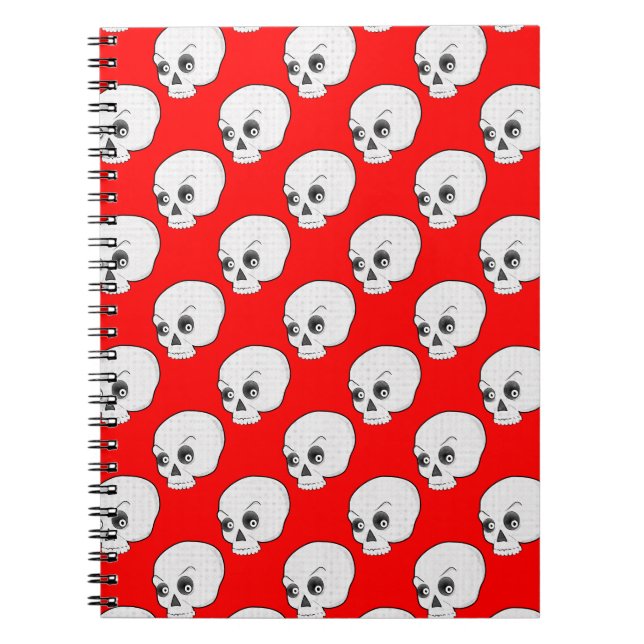 Skull Pattern On Red Background Notebook (Front)