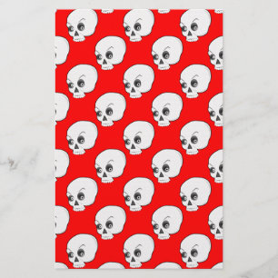 Skull Pattern On Red Background Stationery