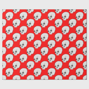 Skull Pattern On Red Background Wrapping Paper