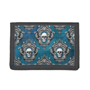 Skull Pattern on Royal Blue Trifold Wallet