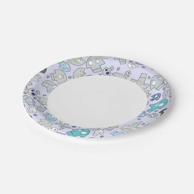Skull Pattern Paper Plates (Angled)