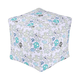Skull Pattern Pouf