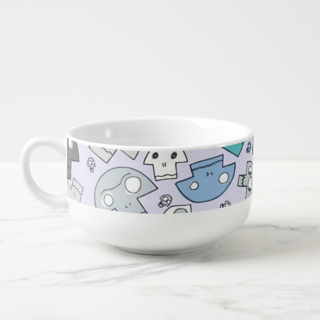Skull Pattern Soup Mug (Right)