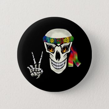 Skull Peace Pinback Button by oldrockerdude at Zazzle