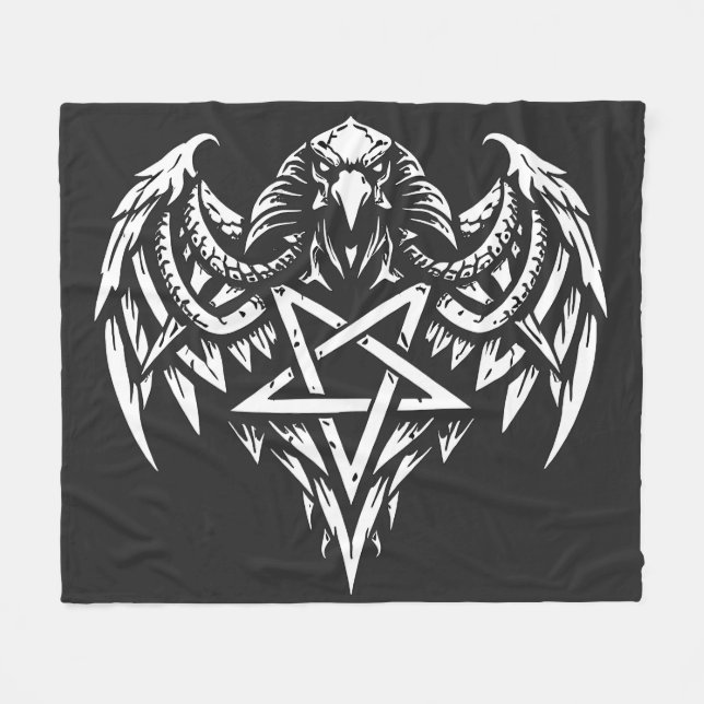 Skull Pentagram Tribal by BurnsInhell Fleece Blanket (Front (Horizontal))
