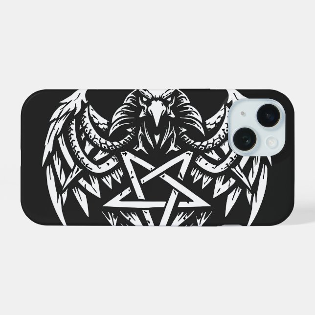 Skull Pentagram Tribal by BurnsInhell Iphone Case (Back Horizontal)