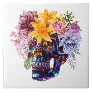 SKULL PETALS CERAMIC TILE